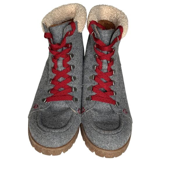 Kork Ease Evie Womens Size 10M Ankle Boots Gray Felted Wool Lace Up Bootie Heel - Picture 2 of 11
